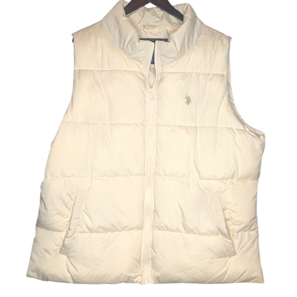 U.S. Polo Assn. Puffer Vest Cream Sz 2X